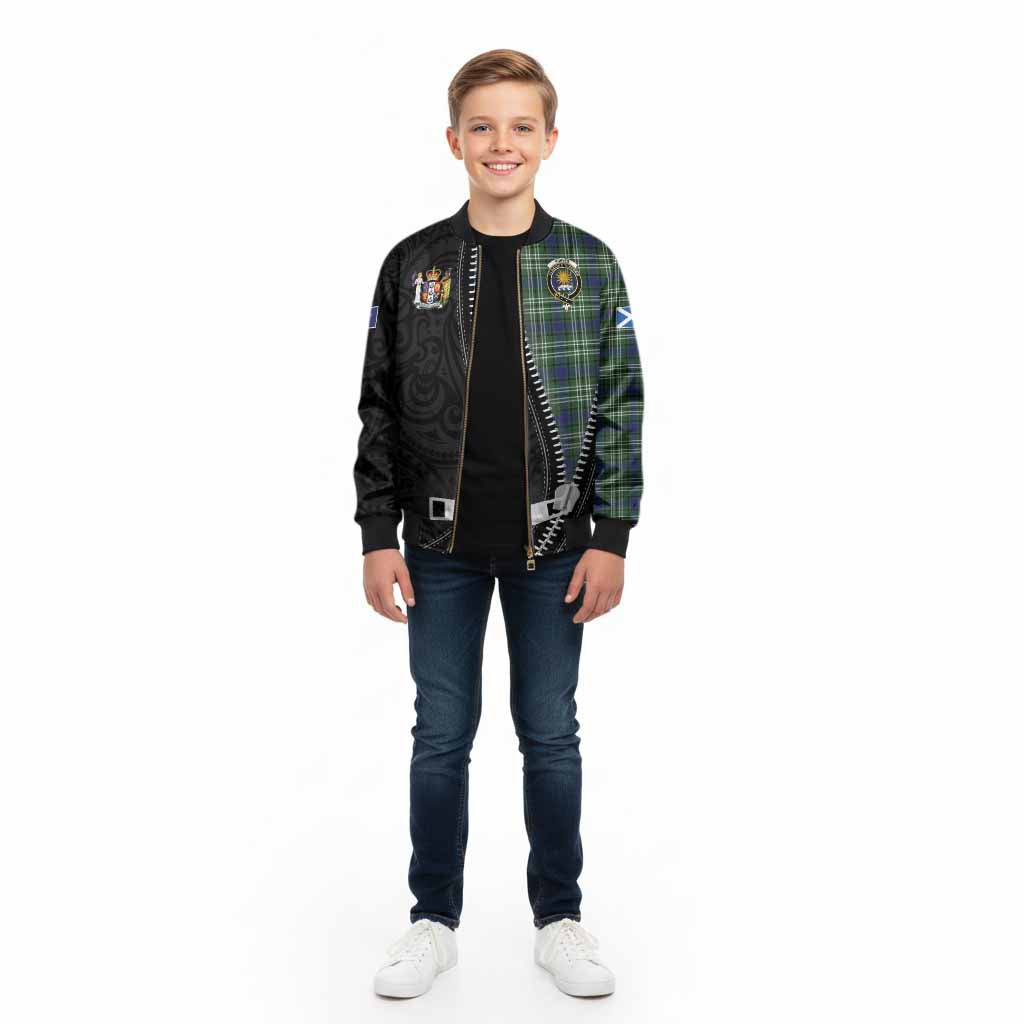 Purves Tartan Kid Bomber Jacket New Zealand Pattern Unique Zipper Stylized