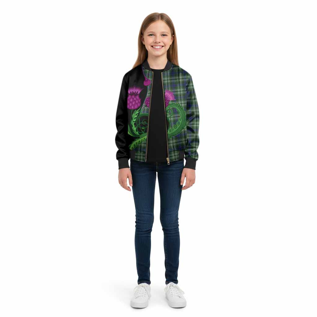 Purves Tartan Kid Bomber Jacket Traditional Scottish Thistle