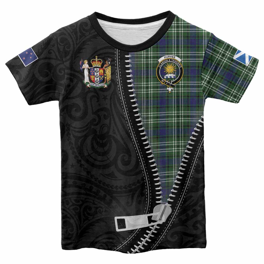 Purves Tartan Kid T-shirt New Zealand Pattern Unique Zipper Stylized