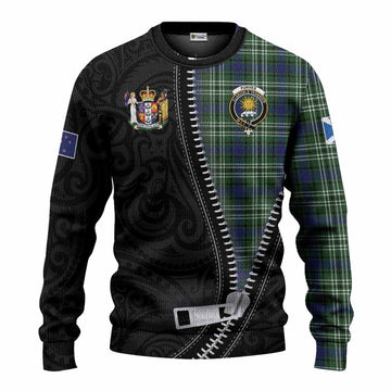 Purves Tartan Knitted Sweater New Zealand Pattern Unique Zipper Stylized