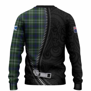 Purves Tartan Knitted Sweater New Zealand Pattern Unique Zipper Stylized
