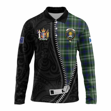 Purves Tartan Long Sleeve Polo Shirt New Zealand Pattern Unique Zipper Stylized