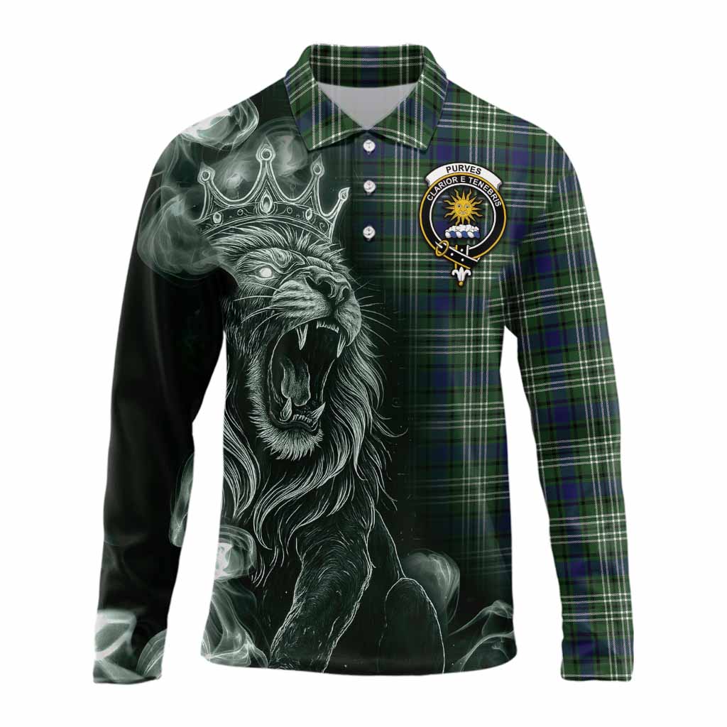 Purves Tartan Long Sleeve Polo Shirt Roaring Lion Heritage