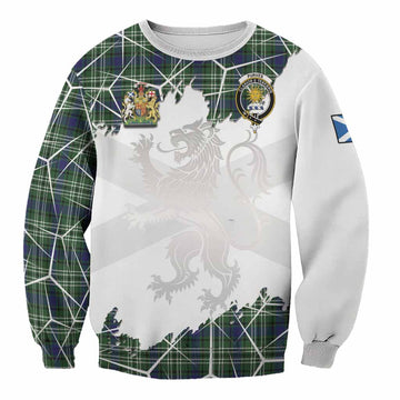Purves Tartan Sweatshirt with Family Crest and Lion Rampant Grunge Style