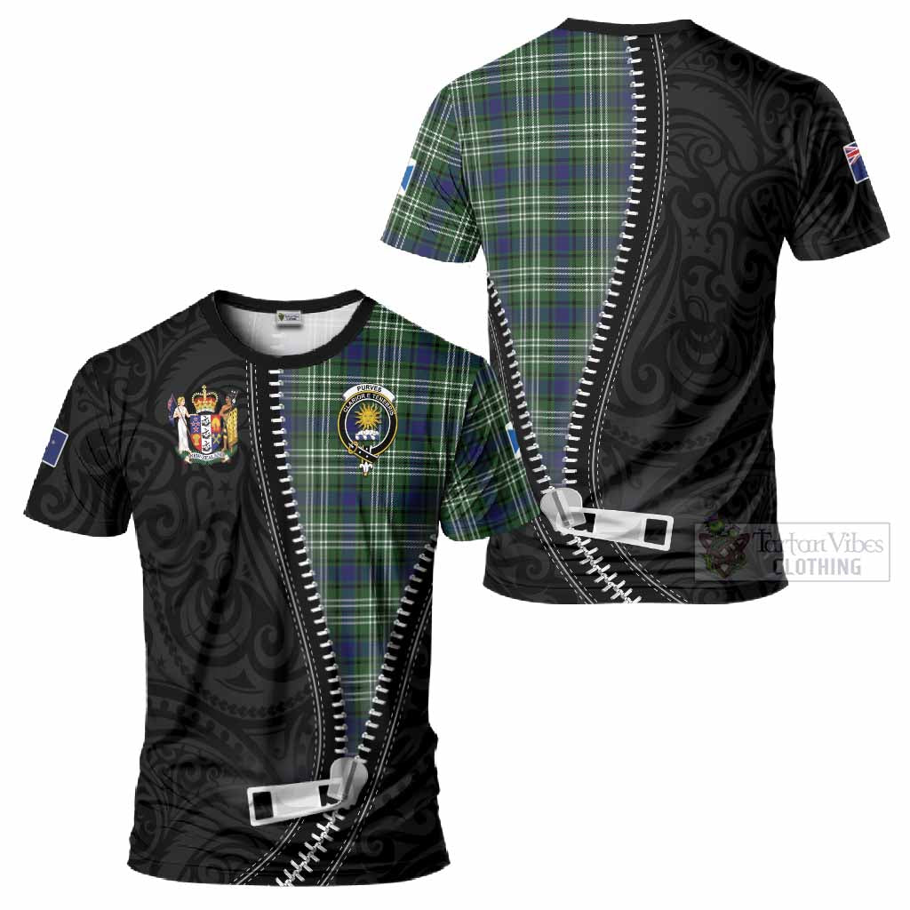Purves Tartan T-Shirt New Zealand Pattern Unique Zipper Stylized