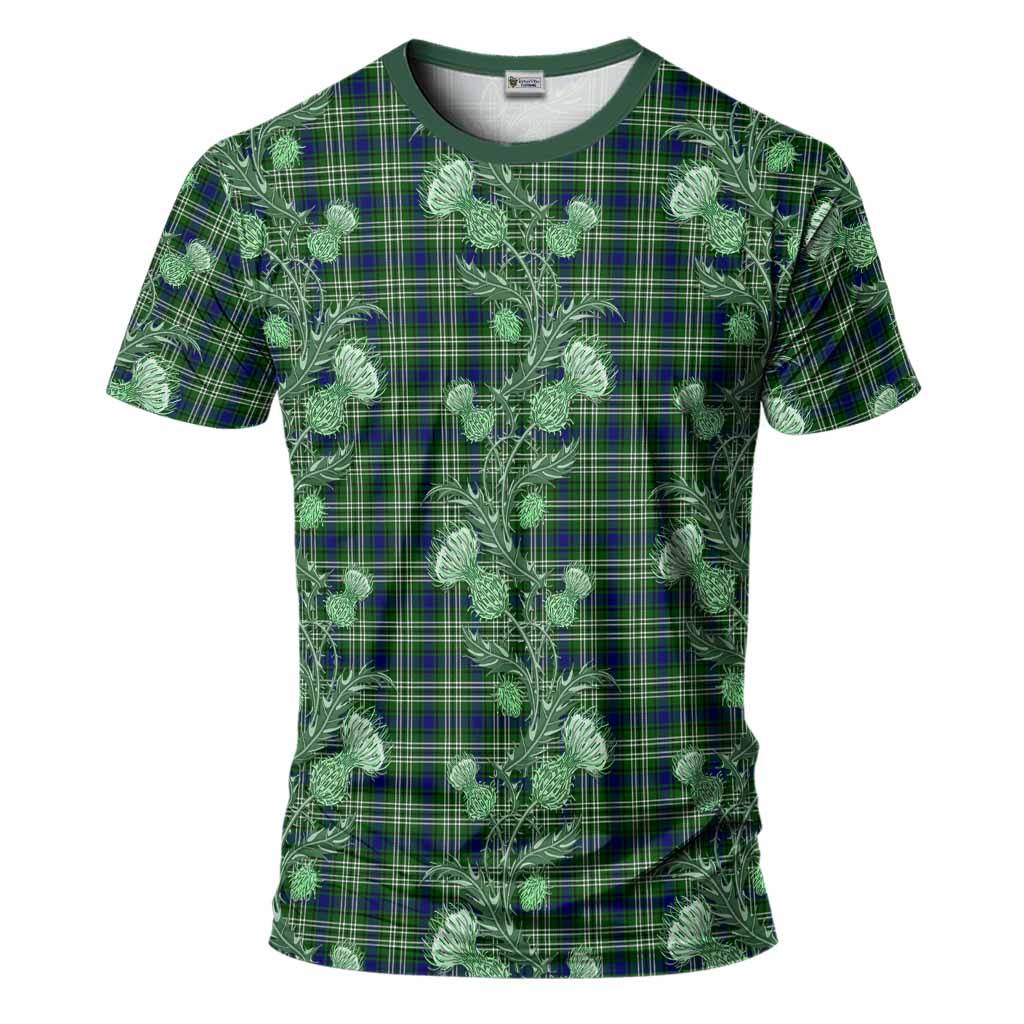Purves Tartan T-Shirt Seamless Scottish Thistle Flowers