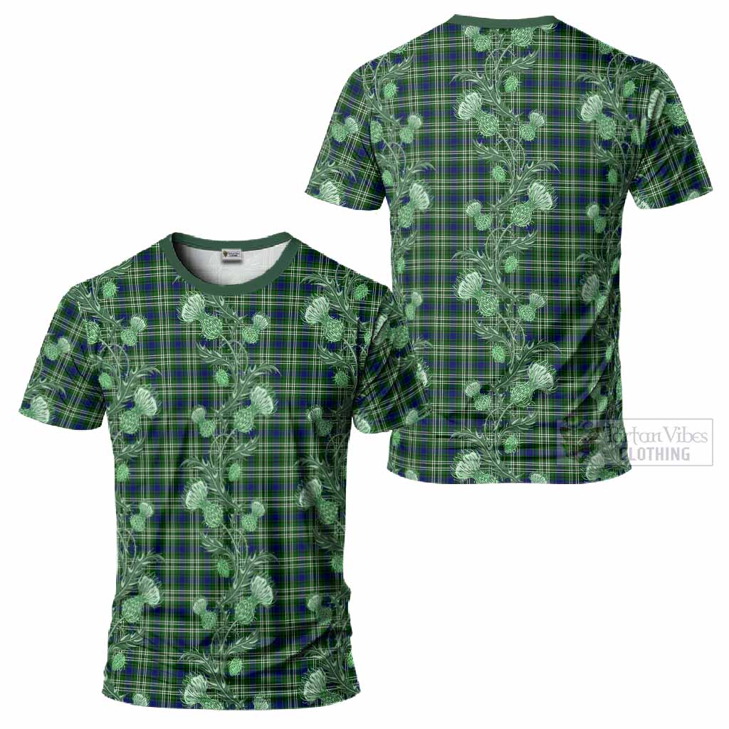 Purves Tartan T-Shirt Seamless Scottish Thistle Flowers
