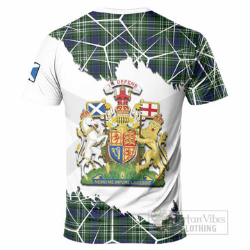 Purves Tartan T-Shirt with Family Crest and Lion Rampant Grunge Style