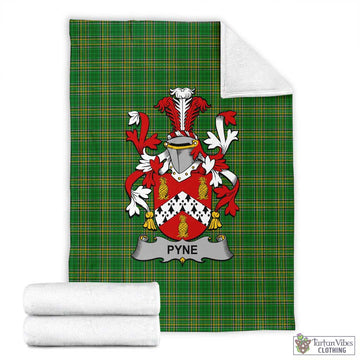 Tartan Vibes Clothing Pyne Irish Clan Tartan Blanket with Coat of Arms