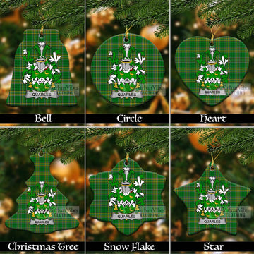 Quarles Irish Clan Tartan Christmas Ceramic Ornament with Coat of Arms Ceramic - Tartan Vibes Clothing
