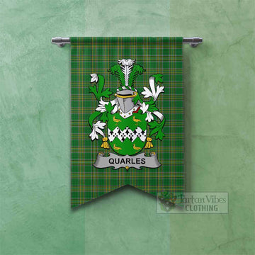 Quarles Irish Clan Tartan Gonfalon, Tartan Banner with Coat of Arms Fishtail - Tartan Vibes Clothing