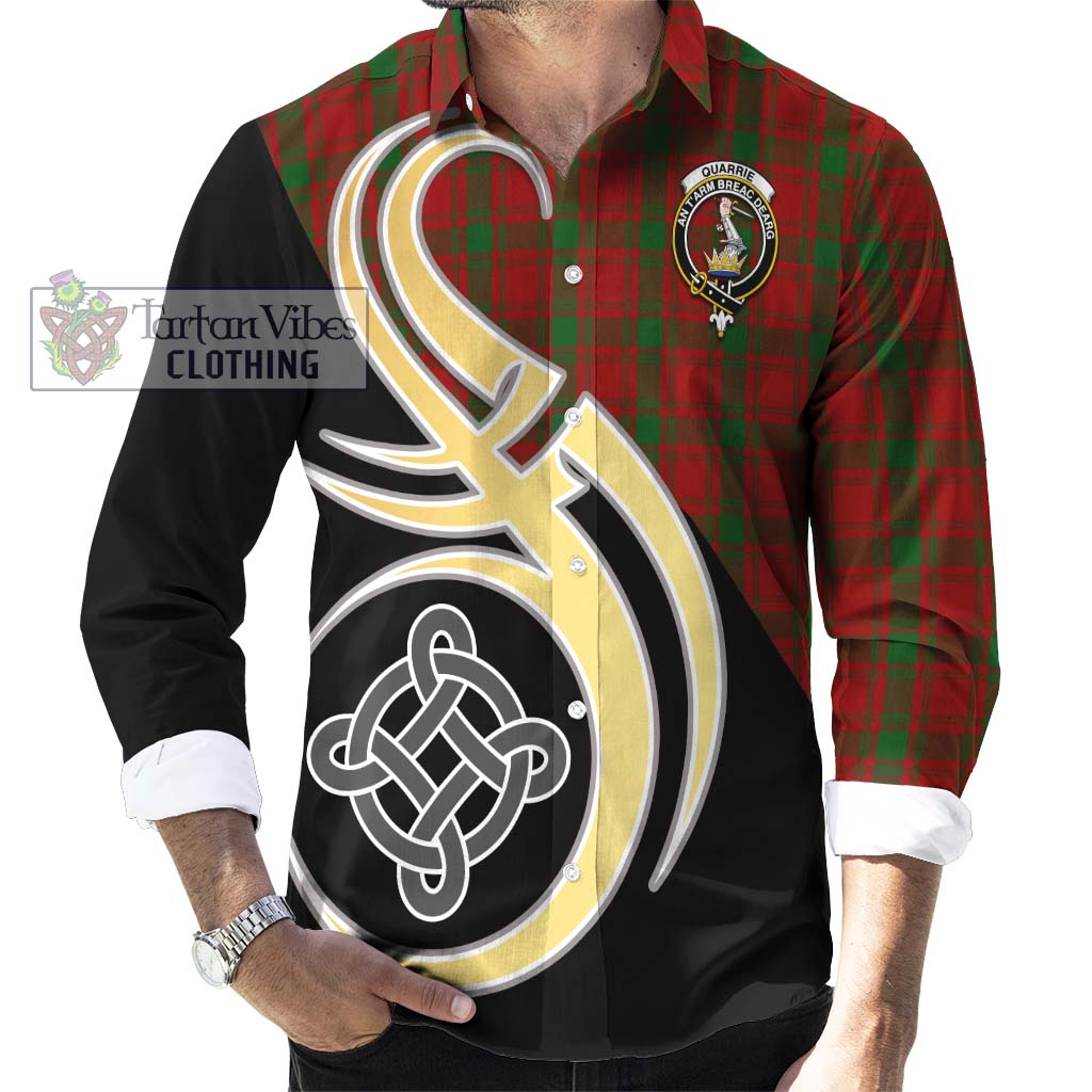 Quarrie Tartan Long Sleeve Button Shirt with Family Crest and Celtic Symbol Style - Tartan Vibes Clothing