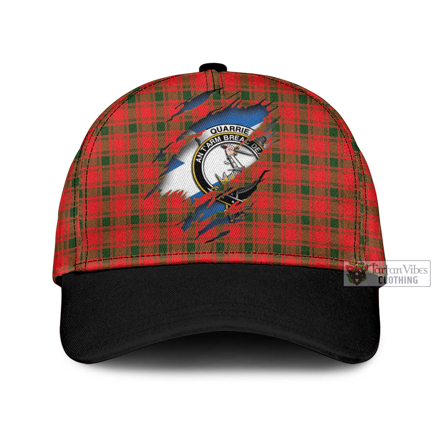 Tartan Vibes Clothing Quarrie Modern Tartan Classic Cap with Family Crest In Me Style