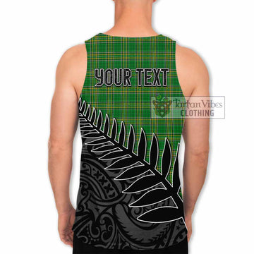 Quartermaines Irish Clan Tartan Men's Tank Top with Coat of Arms New Zealand Silver Fern Half Style - Tartan Vibes Clothing
