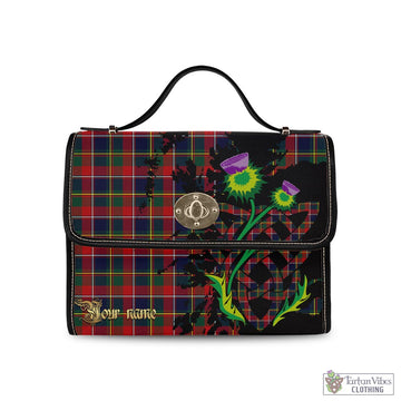 Tartan Vibes Clothing Quebec Province Canada Tartan Waterproof Canvas Bag with Scotland Map and Thistle Celtic Accents