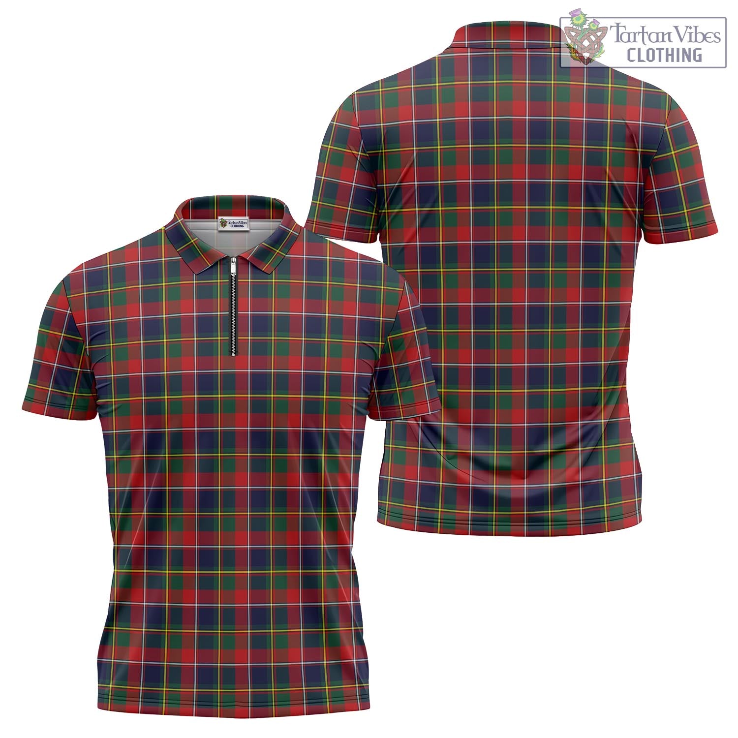 Tartan Vibes Clothing Quebec Province Canada Tartan Zipper Polo Shirt