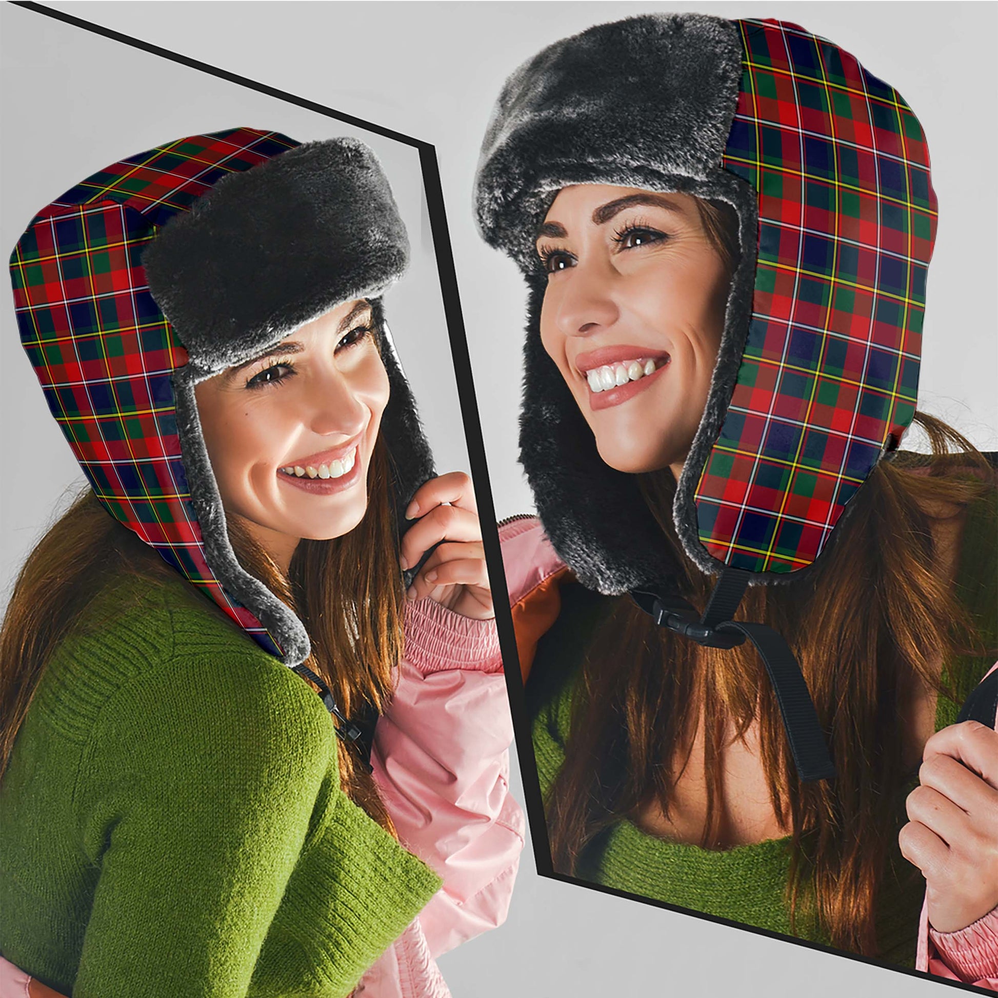 Quebec Province Canada Tartan Winter Trapper Hat Winter Trapper Hat Universal Fit Circumference 22.8in (58cm) - Tartanvibesclothing