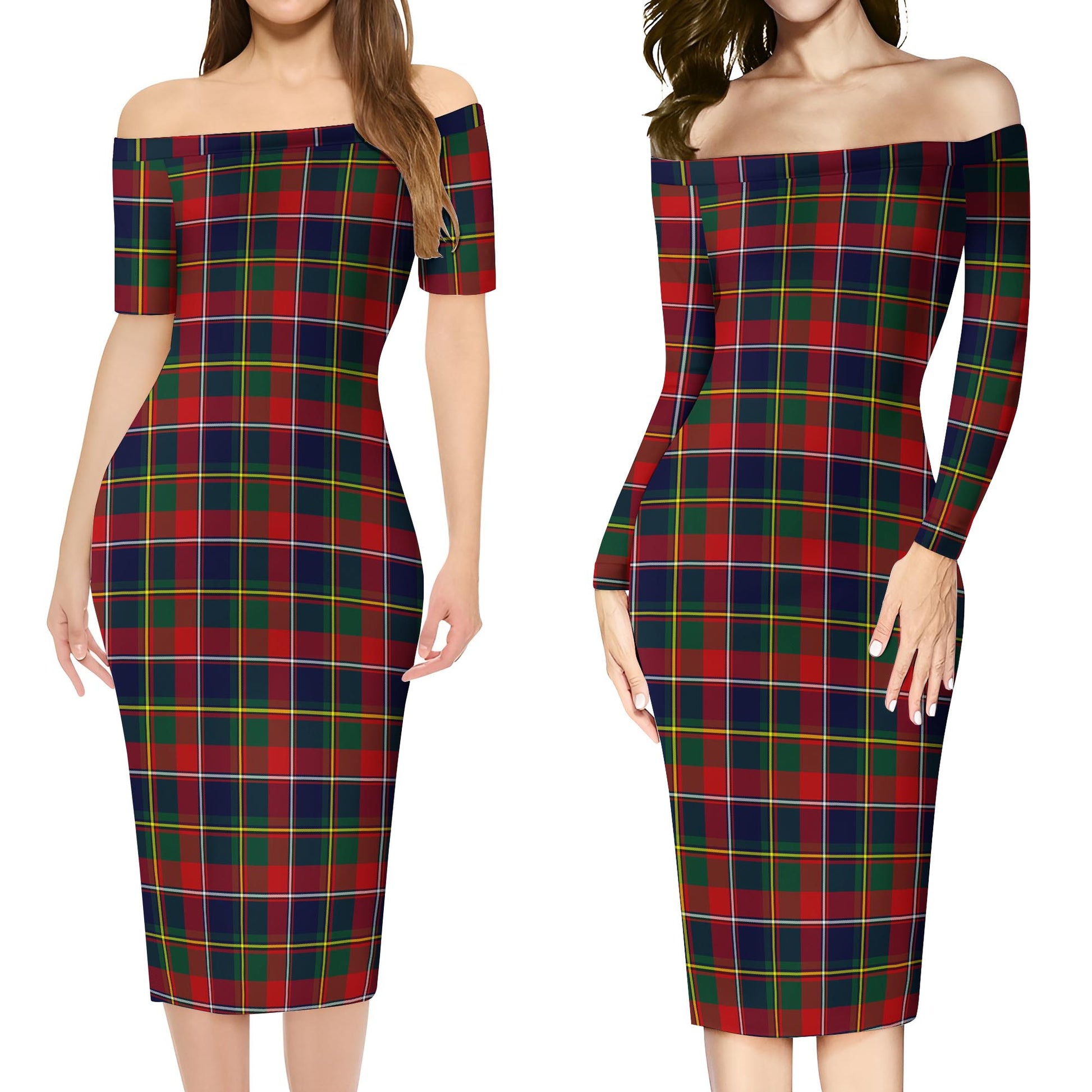 Quebec Province Canada Tartan Off Shoulder Lady Dress Women's Dress - Tartanvibesclothing
