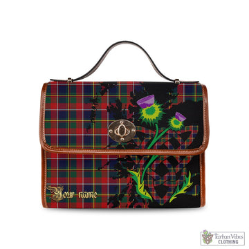 Tartan Vibes Clothing Quebec Province Canada Tartan Waterproof Canvas Bag with Scotland Map and Thistle Celtic Accents