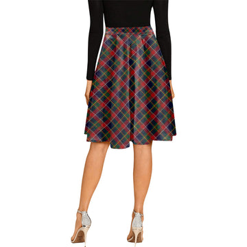 Quebec Province Canada Tartan Melete Pleated Midi Skirt Cross Style