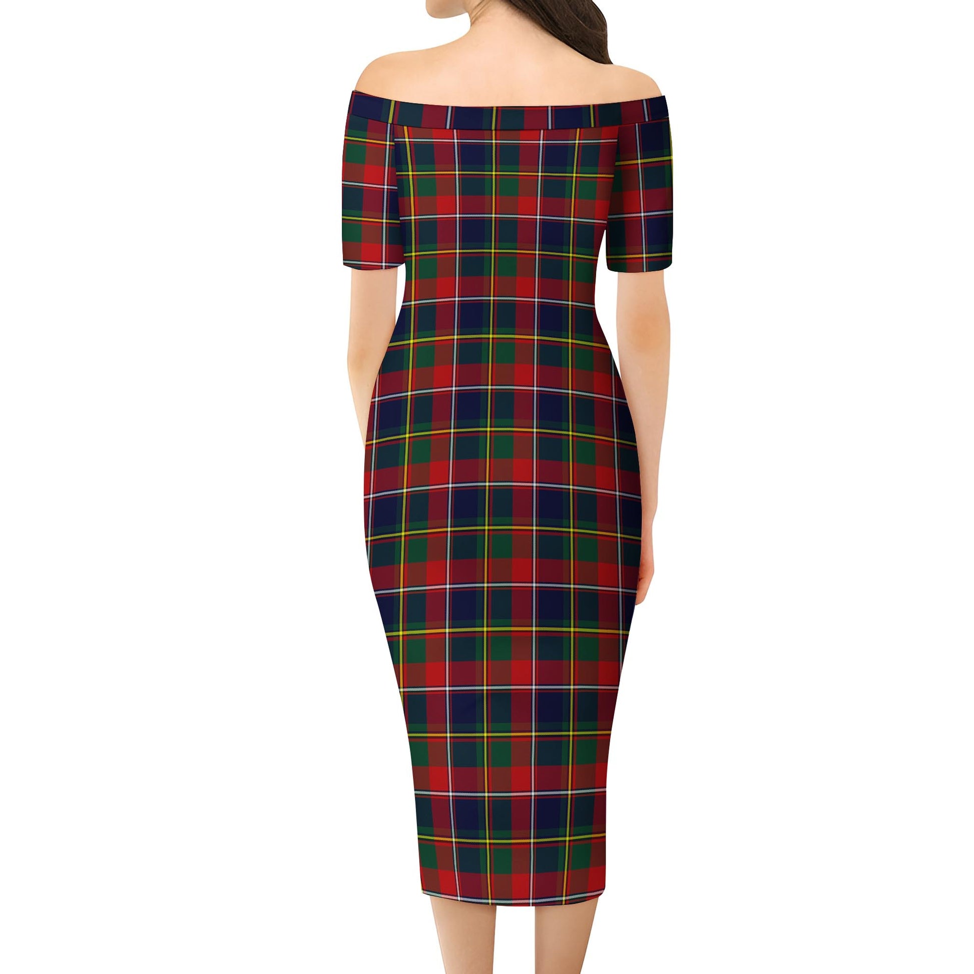 Quebec Province Canada Tartan Off Shoulder Lady Dress - Tartanvibesclothing