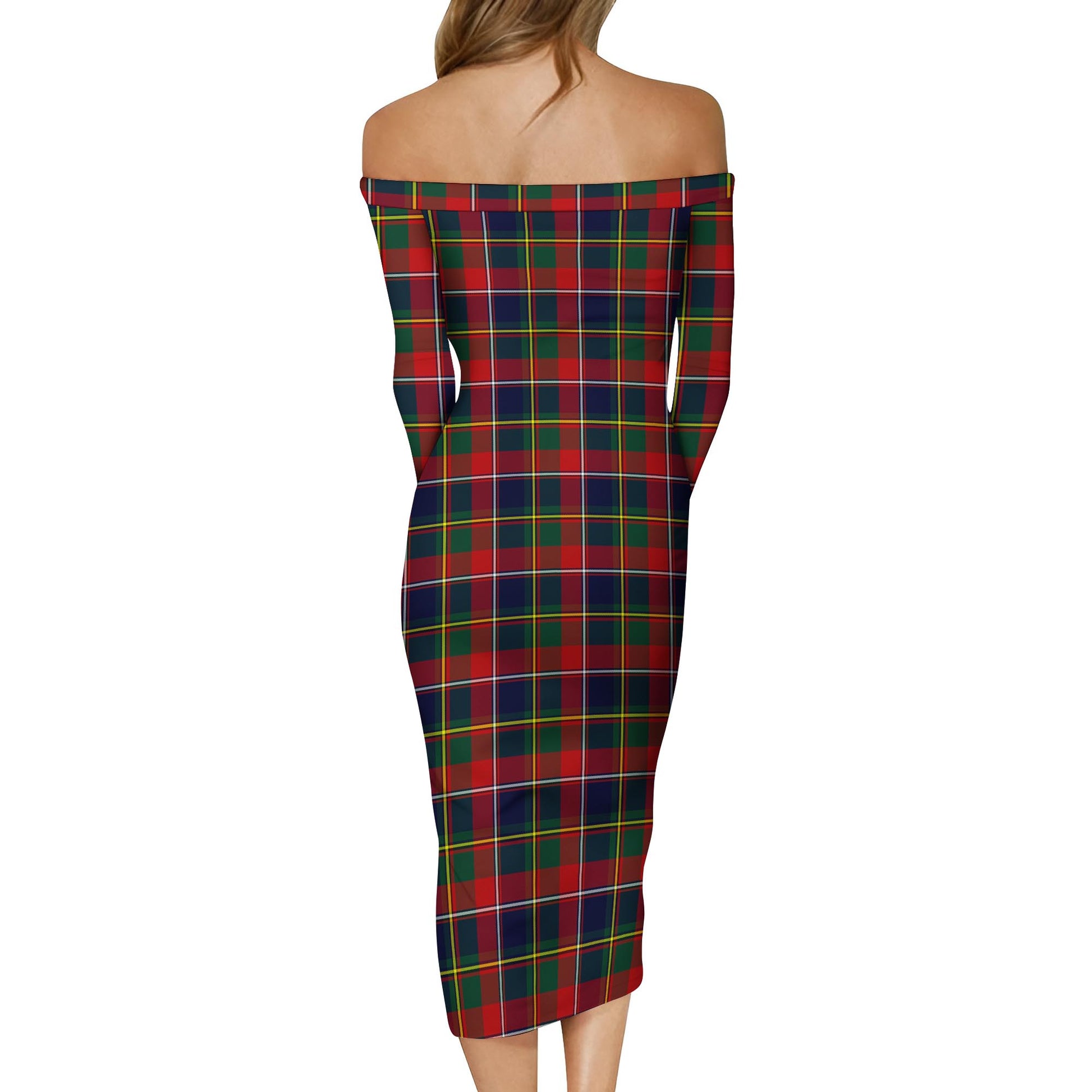 Quebec Province Canada Tartan Off Shoulder Lady Dress - Tartanvibesclothing