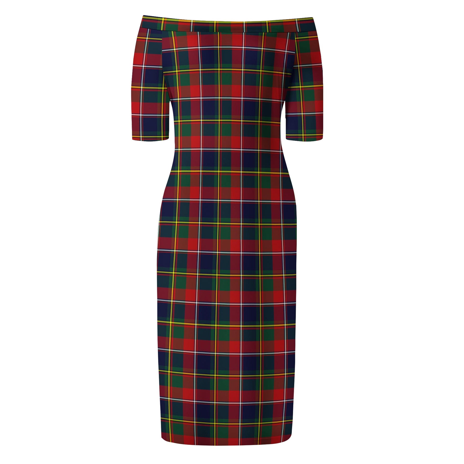 Quebec Province Canada Tartan Off Shoulder Lady Dress - Tartanvibesclothing