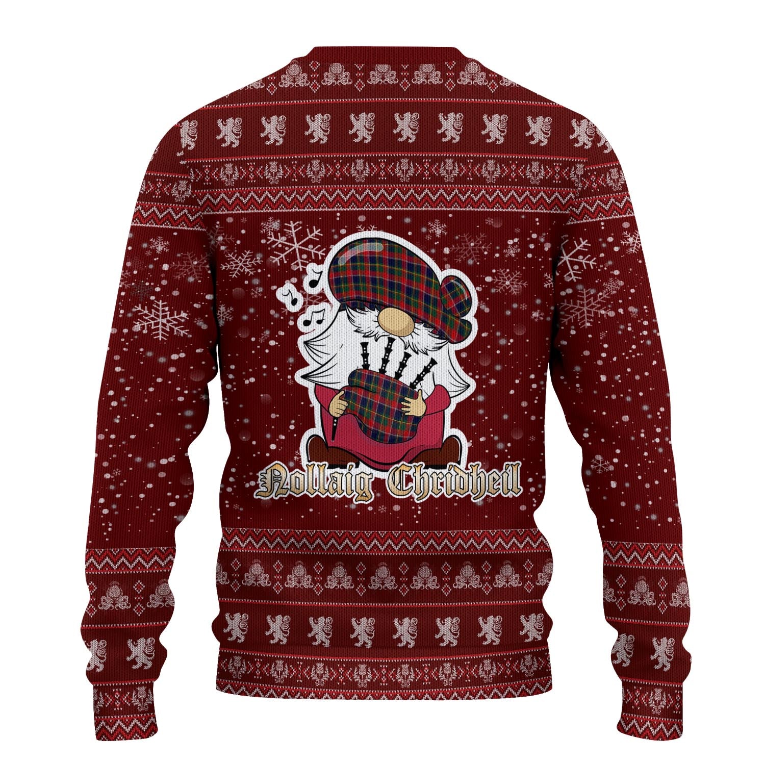 Quebec Province Canada Clan Christmas Family Knitted Sweater with Funny Gnome Playing Bagpipes - Tartanvibesclothing