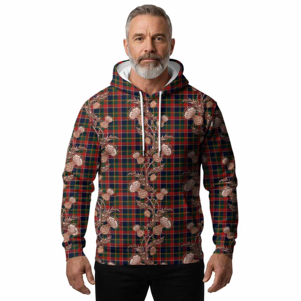 Quebec Province Canada Tartan Hoodie Seamless Scottish Thistle Flowers