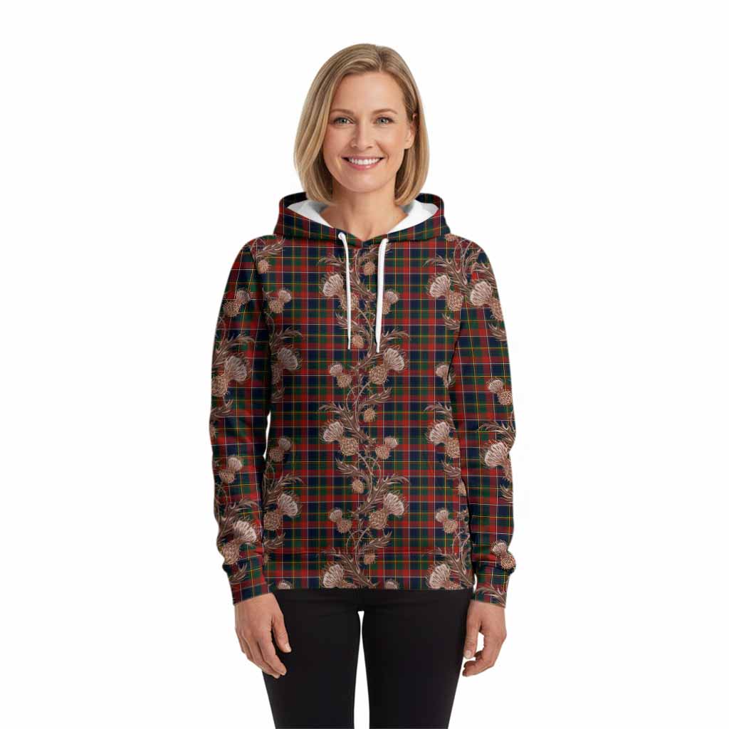 Quebec Province Canada Tartan Hoodie Seamless Scottish Thistle Flowers