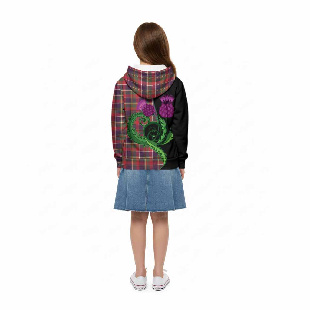 Quebec Province Canada Tartan Kid Hoodie Traditional Scottish Thistle