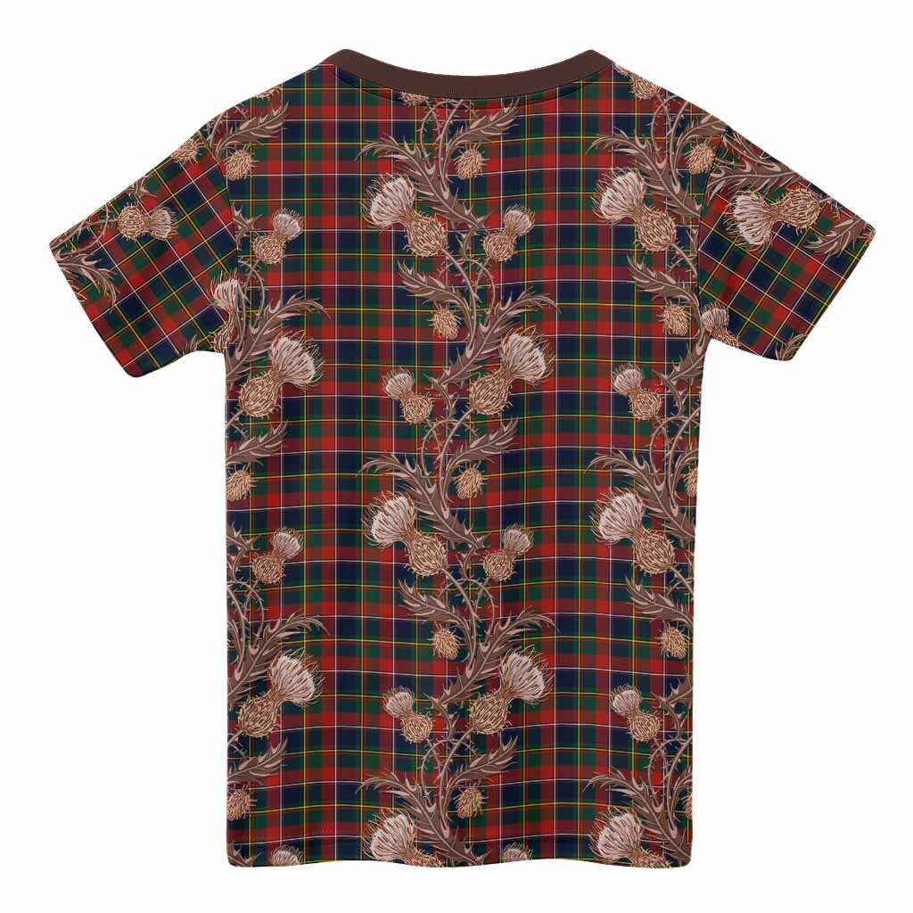 Quebec Province Canada Tartan Kid T-shirt Seamless Scottish Thistle Flowers