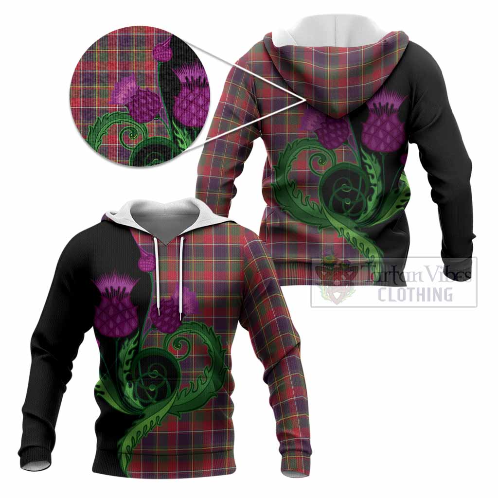 Quebec Province Canada Tartan Knitted Hoodie Traditional Scottish Thistle