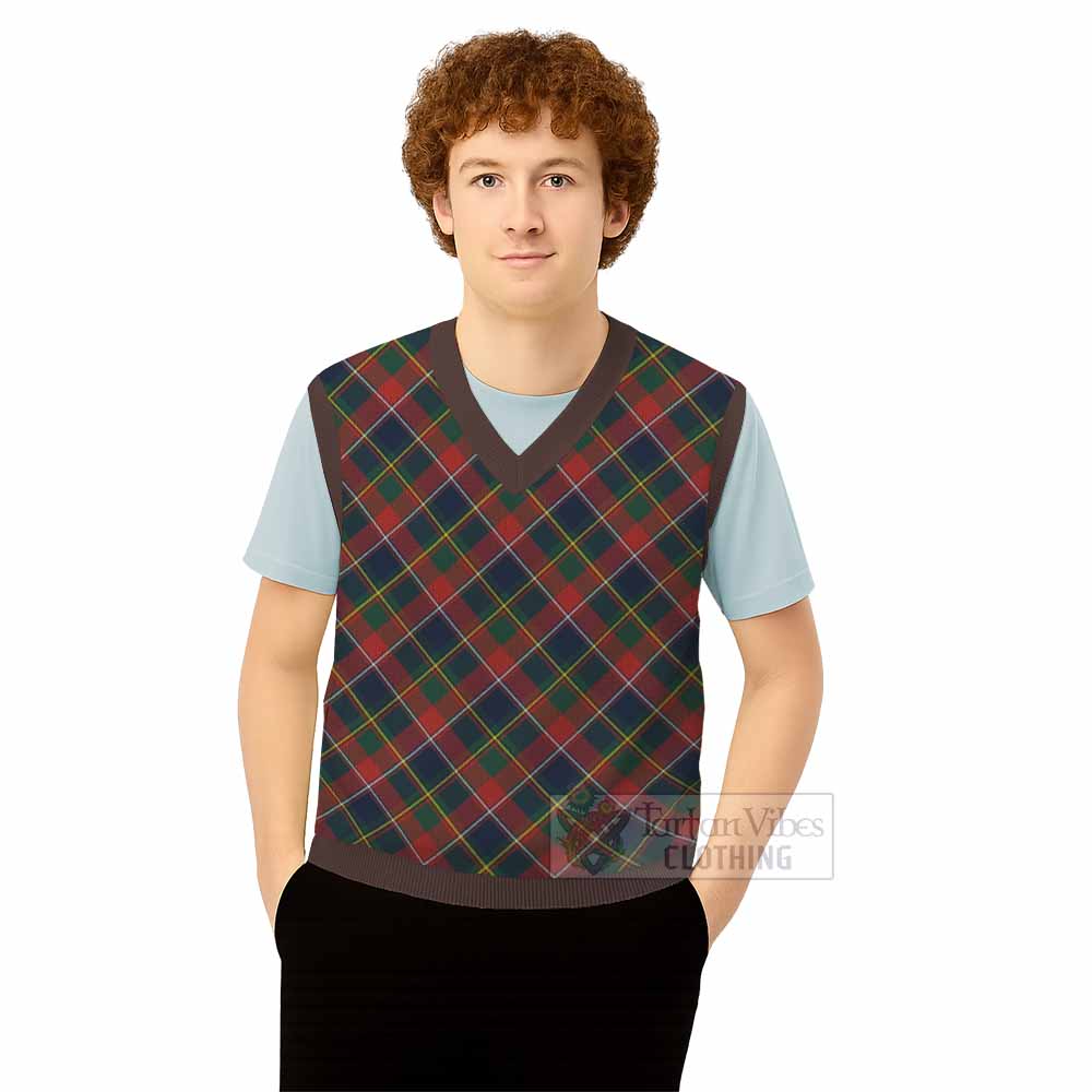 Quebec Province Canada Tartan  Knitted V-Neck Vest Cross Style