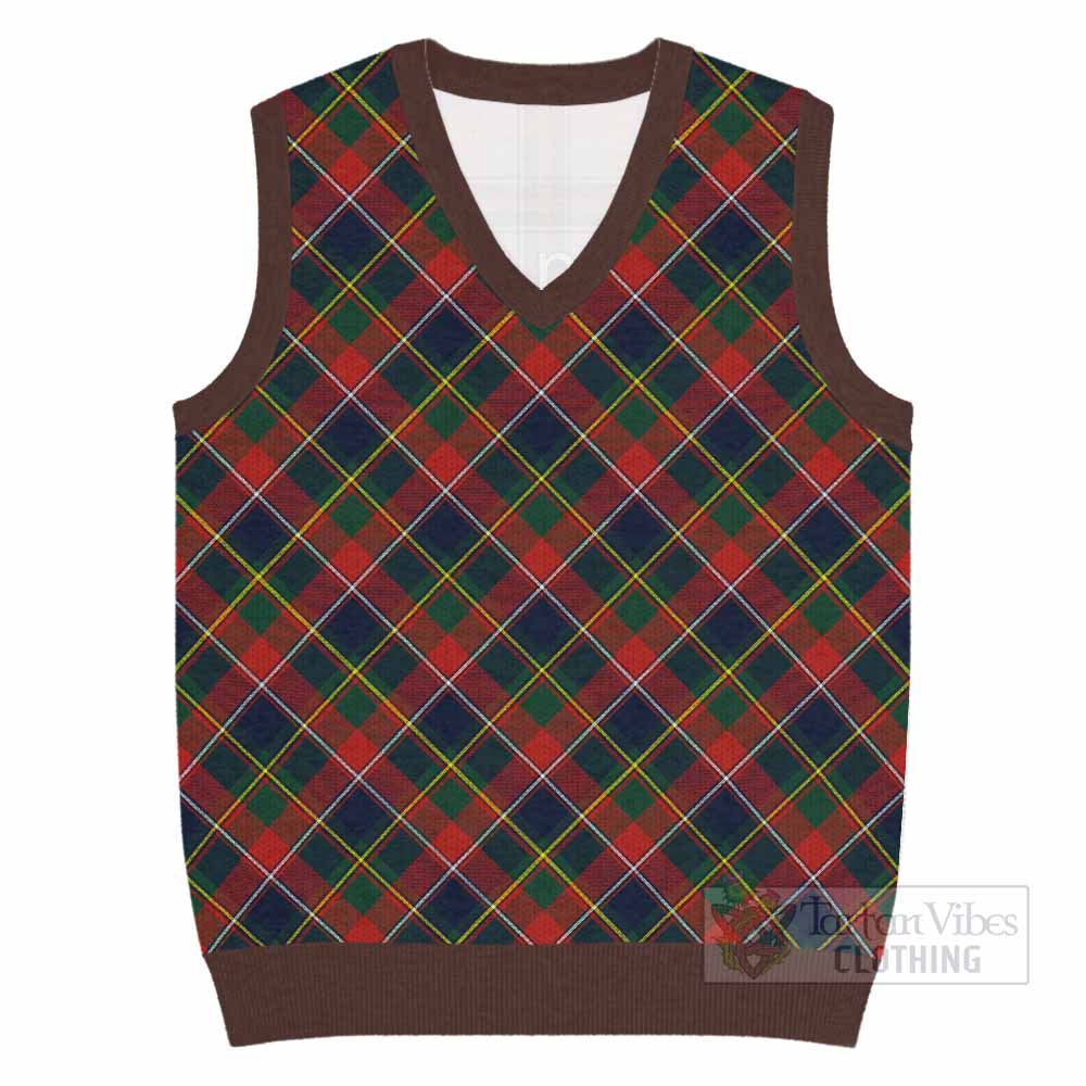 Quebec Province Canada Tartan  Knitted V-Neck Vest Cross Style