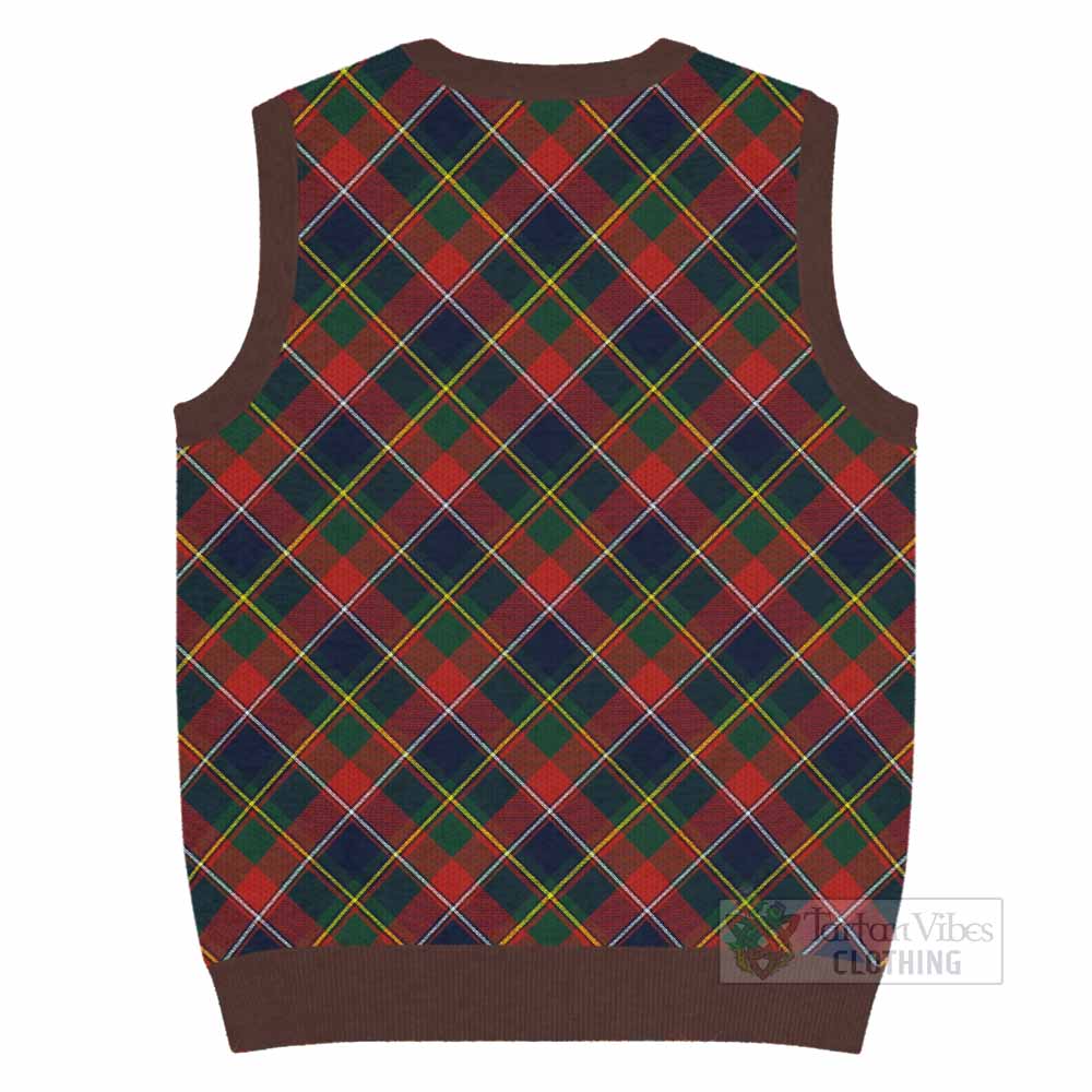 Quebec Province Canada Tartan  Knitted V-Neck Vest Cross Style