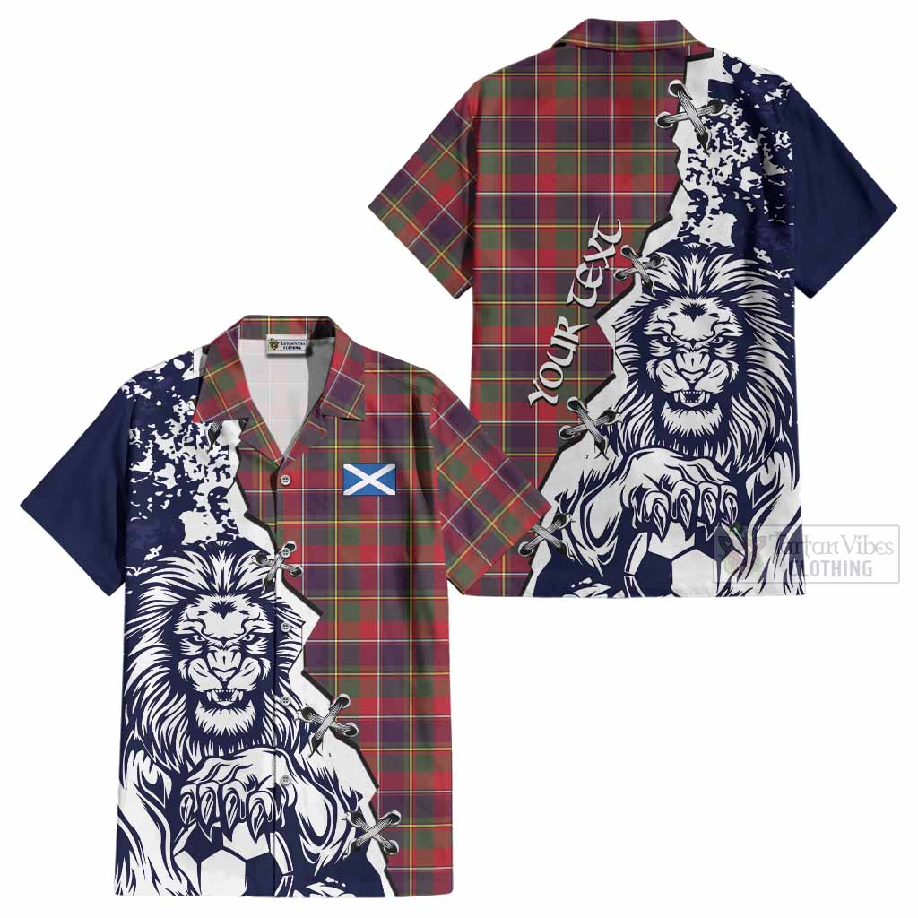 Quebec Province Canada Tartan Scottish Cotton Hawaiian Shirt Angry Lion With Soccer Ball Style