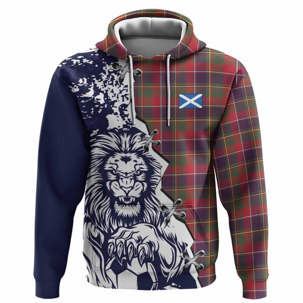 Quebec Province Canada Tartan Scottish Hoodie Angry Lion With Soccer Ball Style