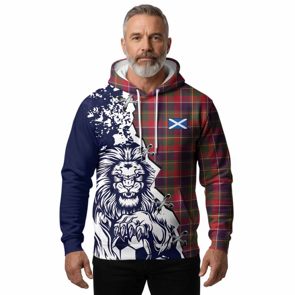 Quebec Province Canada Tartan Scottish Hoodie Angry Lion With Soccer Ball Style
