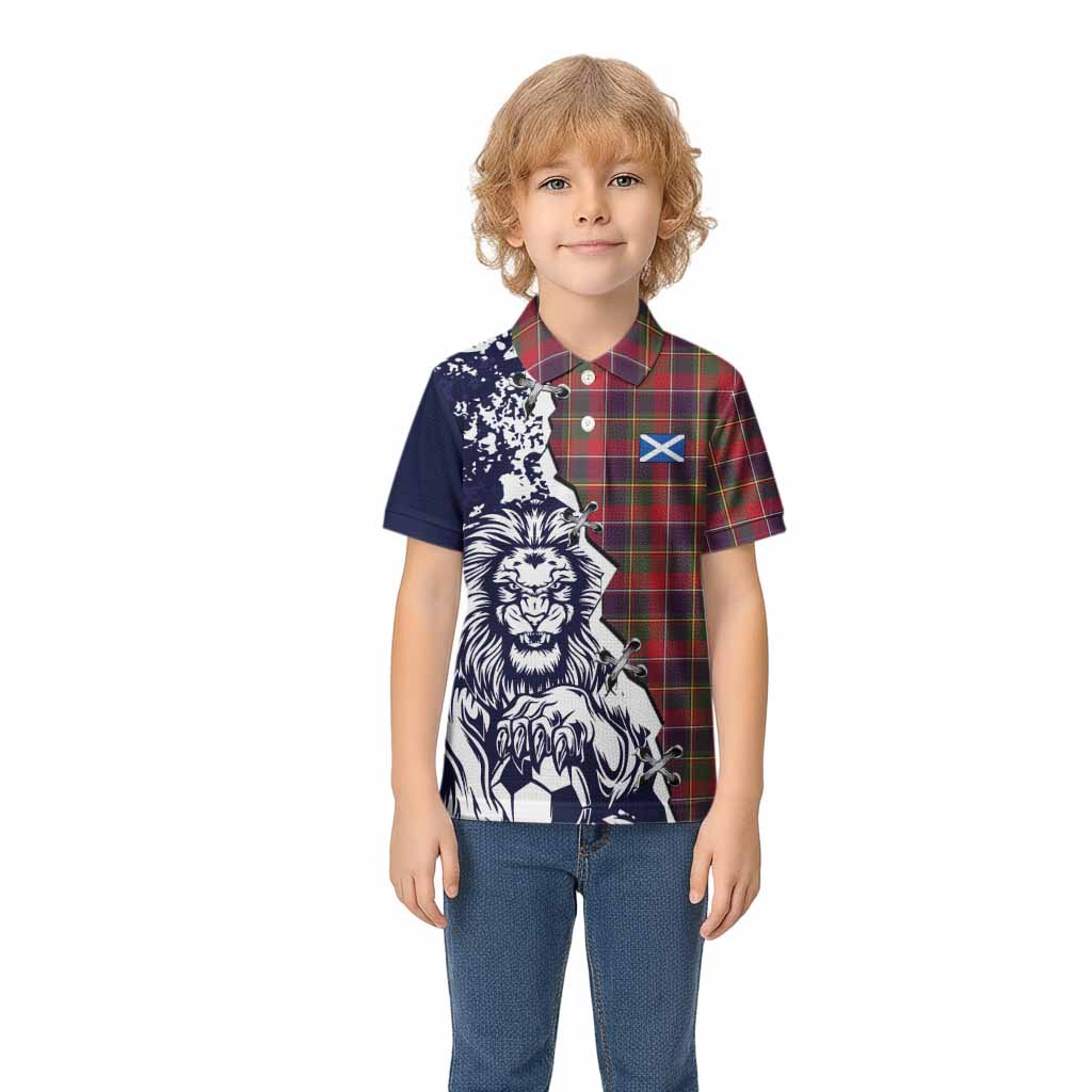 Quebec Province Canada Tartan Scottish Kid Polo Shirt Angry Lion With Soccer Ball Style