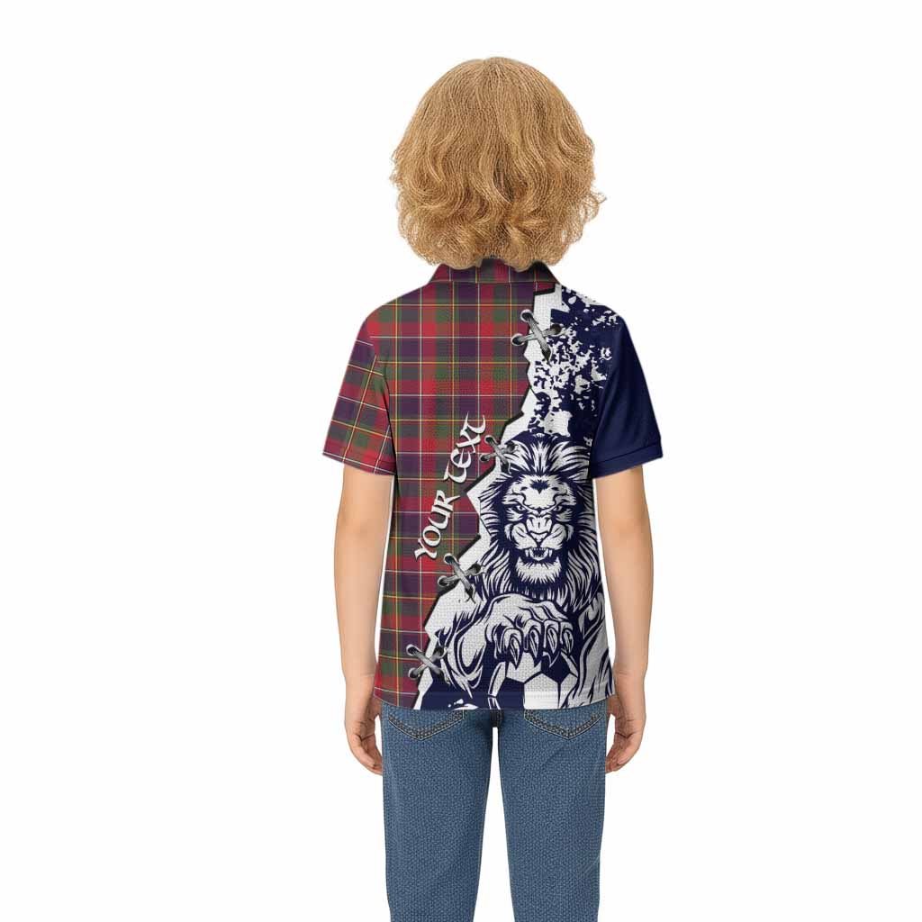 Quebec Province Canada Tartan Scottish Kid Polo Shirt Angry Lion With Soccer Ball Style