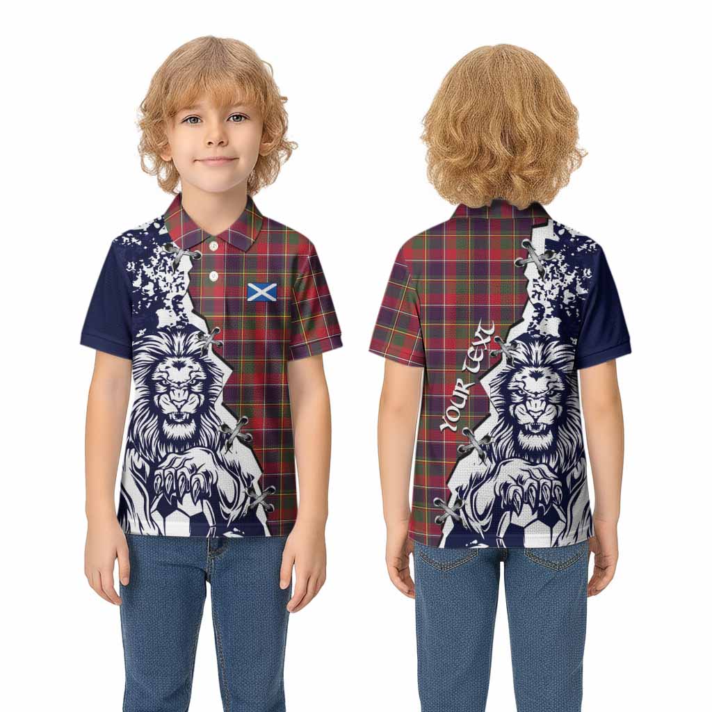 Quebec Province Canada Tartan Scottish Kid Polo Shirt Angry Lion With Soccer Ball Style