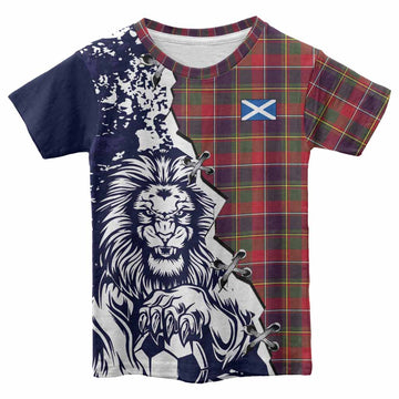 Quebec Province Canada Tartan Scottish Kid T-shirt Angry Lion With Soccer Ball Style