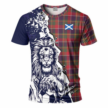 Quebec Province Canada Tartan Scottish T-Shirt Angry Lion With Soccer Ball Style