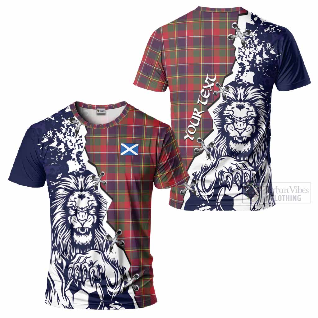 Quebec Province Canada Tartan Scottish T-Shirt Angry Lion With Soccer Ball Style