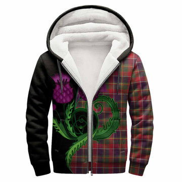 Quebec Province Canada Tartan Sherpa Hoodie Traditional Scottish Thistle