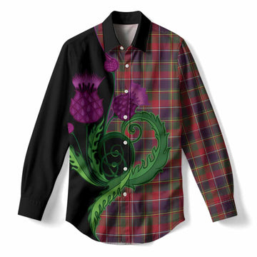 Quebec Province Canada Tartan Women Casual Shirt Traditional Scottish Thistle
