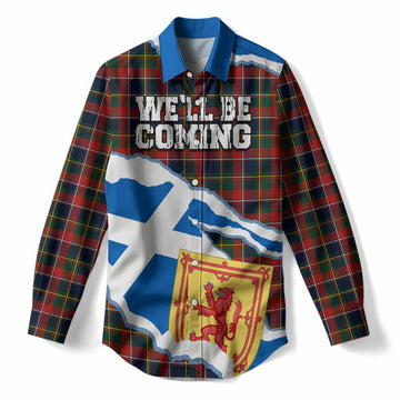 Quebec Scotland Football Tartan Women Casual Shirt We'll Be Coming