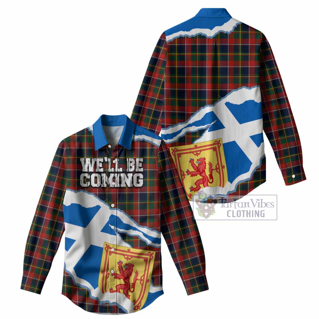 Quebec Scotland Football Tartan Women Casual Shirt We'll Be Coming