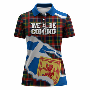 Quebec Scotland Football Tartan Women Polo Shirt We'll Be Coming